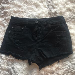 Black distressed American eagle shorts